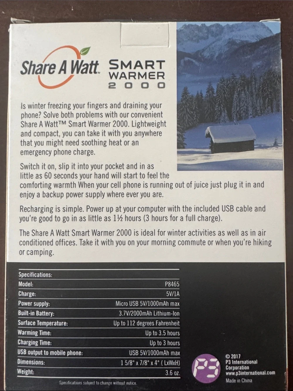 Share A Watt Smart Warmer 2000 NIB  Portable Hand Warmer & Charger - Silver